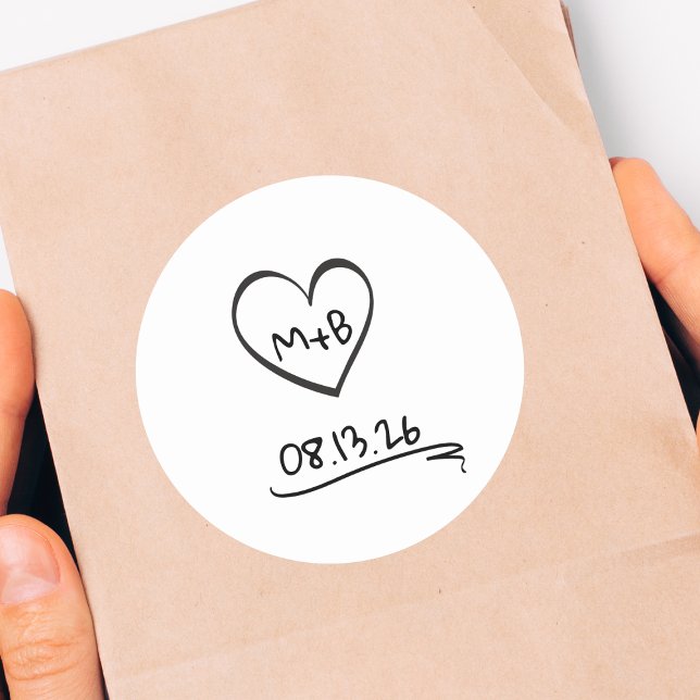 Sticker Rond Initiales chic intemporelles simples Mariage d'esq (Créateur téléchargé)