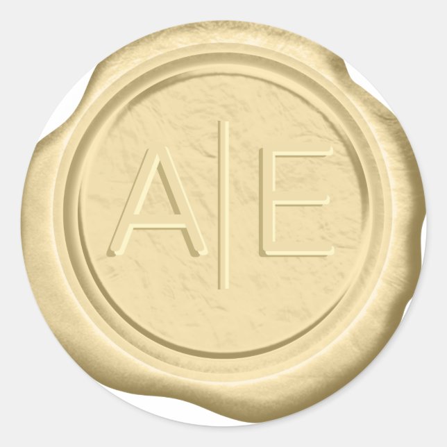 Sticker Rond Initiales d'accent Mariage de sceau de cire Gold I (Devant)