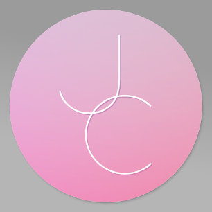 Sticker Rond Initiales de chevauchement modernes 2   Ombre rose