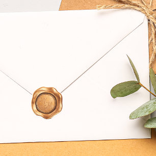 Sticker Rond Initiales de cire de bronze Faux Monogramme