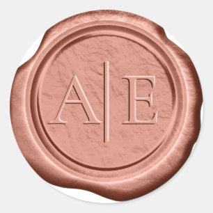 Sticker Rond Initiales de Mariage de cire Faux Dk Terra Cotta I