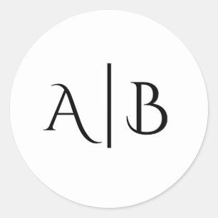 Sticker Rond Initiales de monogramme minimaliste AB
