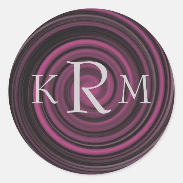Sticker Rond Initiales de monogramme personnalisées tourbillons (Devant)