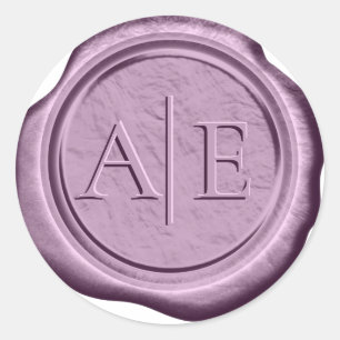 Sticker Rond Initiales du Mariage de cire Faux Lilac ID889