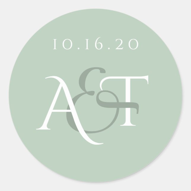 Sticker Rond Initiales du Mariage de Mariage de scellement Mono (Devant)