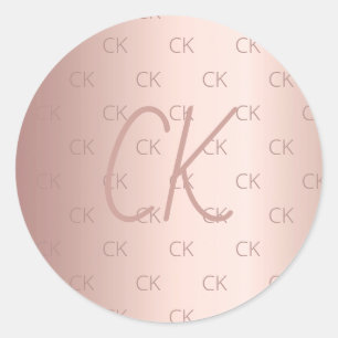 Sticker Rond initiales du monogramme or rose