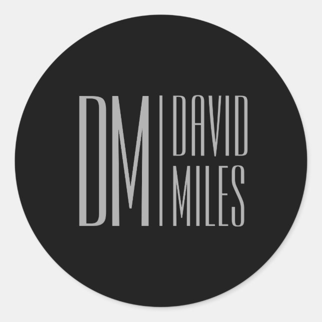 Sticker Rond Initiales et logo de nom gris minimal et moderne é (Devant)