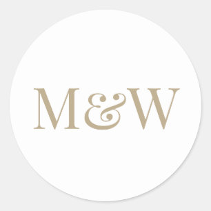 Sticker Rond Initiales Gold de la mariée Blanc