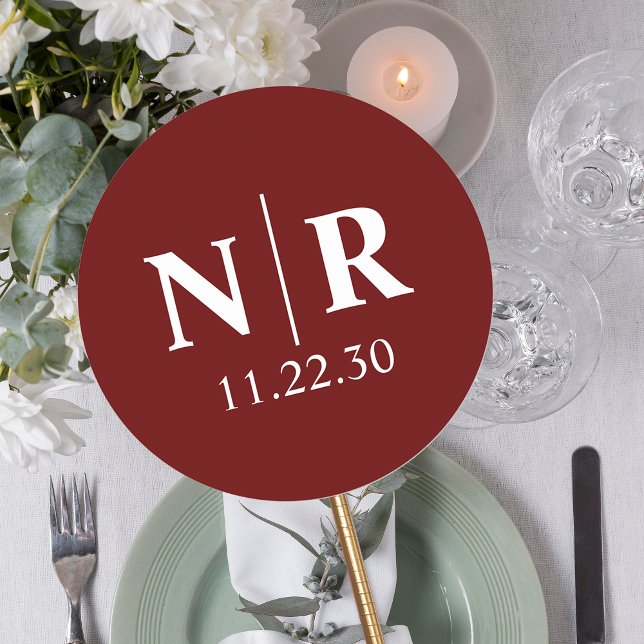 Sticker Rond Initiales mariage Monogramme Et Groom (Créateur téléchargé)