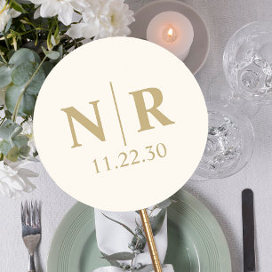 Sticker Rond Initiales mariage Monogramme Et Groom