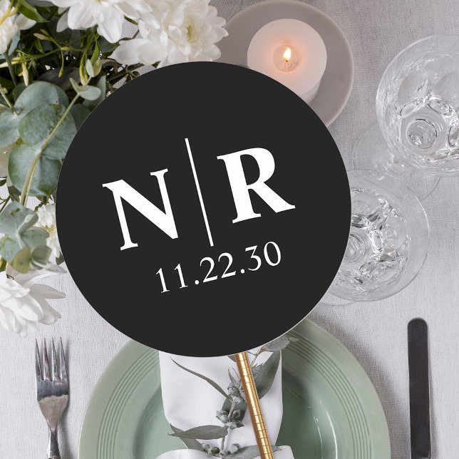 Sticker Rond Initiales mariage Monogramme Et Groom (Créateur téléchargé)