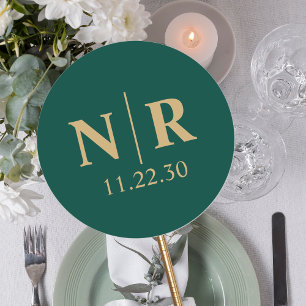 Sticker Rond Initiales mariage Monogramme Et Groom