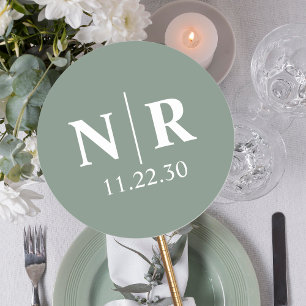 Sticker Rond Initiales mariage Monogramme Et Groom