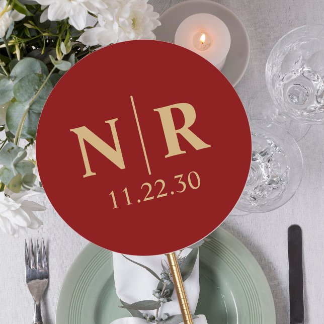 Sticker Rond Initiales mariage Monogramme Et Groom (Créateur téléchargé)