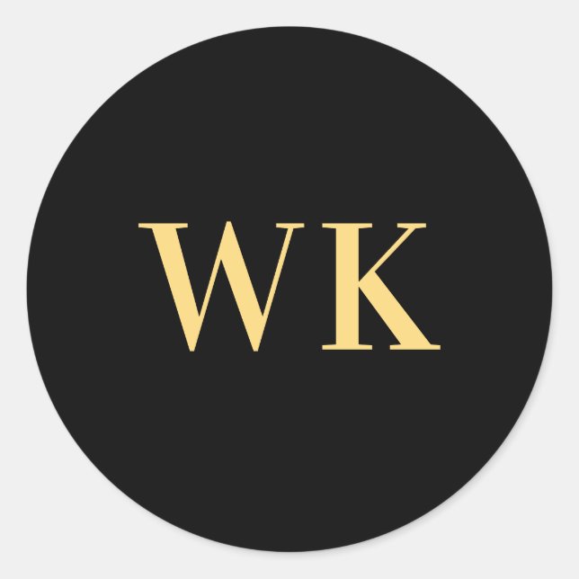 Sticker Rond Initiales minimaux Monogrammes modernes Noir Or (Devant)