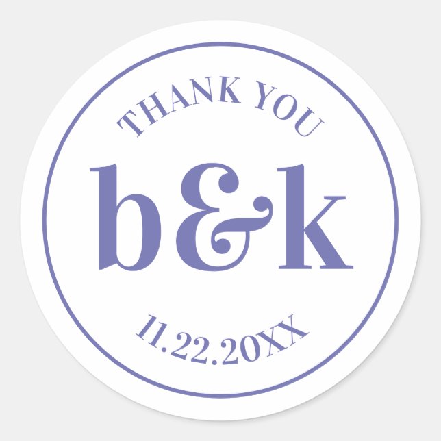 Sticker Rond Initiales minimes de monogramme moderne Mariage PU (Devant)