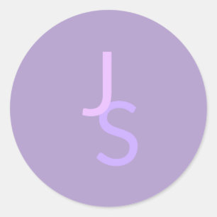 Sticker Rond Initiales monogrammes à chevauchement moderne   Po
