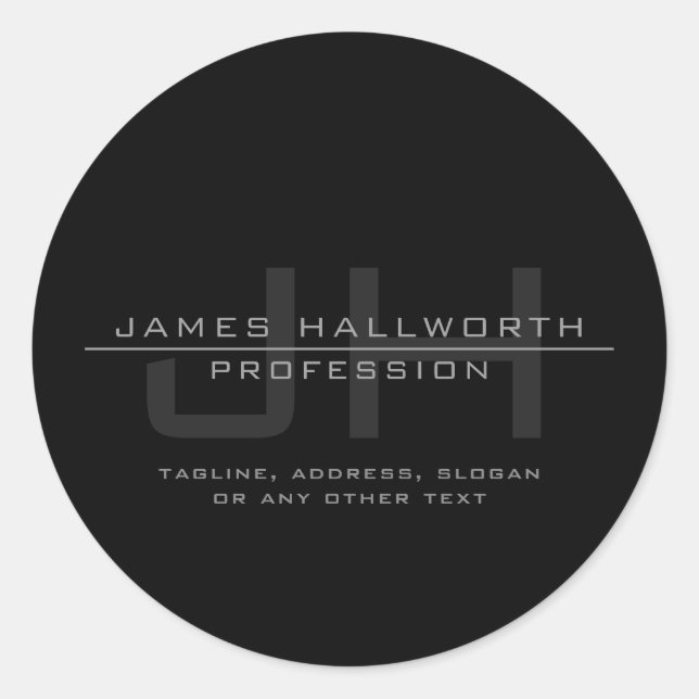 Sticker Rond Initiales Monogrammes Modernes (ou autre texte) Gr (Devant)