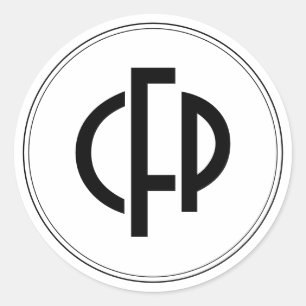 Sticker Rond Initiales noires chics de base simples modernes de