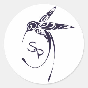 Sticker Rond Initiales personnalisées de colibri pourpre profon
