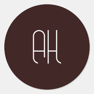 Sticker Rond Initiales personnalisées marron foncé et blanc sim