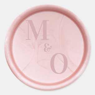 Sticker Rond Initiales personnalisées rose sceau de cire or mar