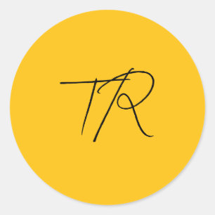 Sticker Rond Initiales personnalisées typographiques simples mi