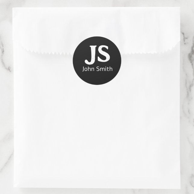Sticker Rond Initiales personnelles personnalisables (Sac)