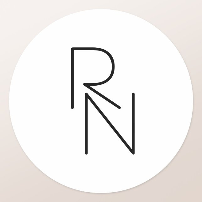 Sticker Rond Initiales superposées de style moderne (Créateur téléchargé)
