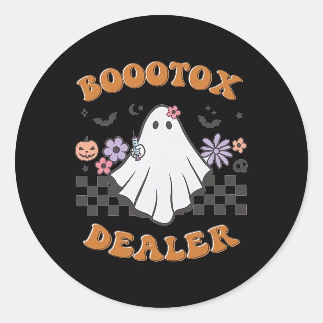 Sticker Rond Injecteur Infirmière Halloween Retro Botox Dealer  (Devant)