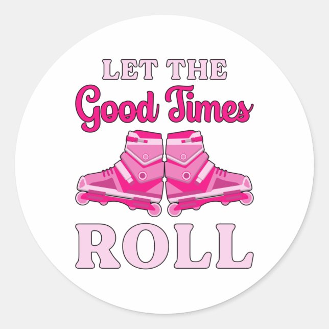 Sticker Rond Inline Girl Skating Queen Skater Funny Venin Idea (Devant)
