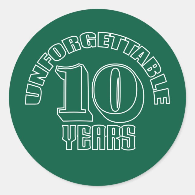 Sticker Rond inoubliable 10 ans (Devant)