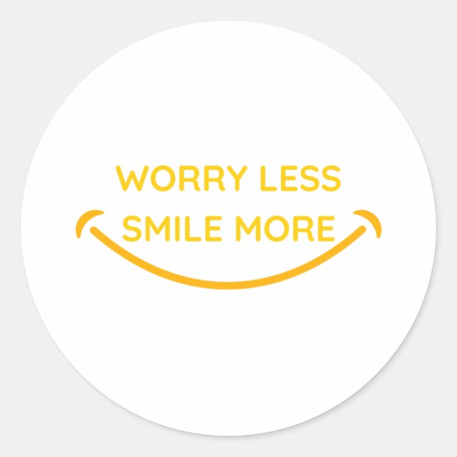 Sticker Rond Inquiète moins, sourire plus design de texte jaune (Devant)