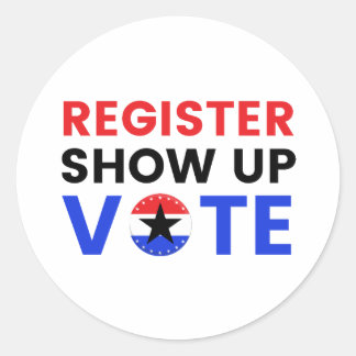 Sticker Rond Inscrivez-vous Montrer Vote 2024 USA Election Vote