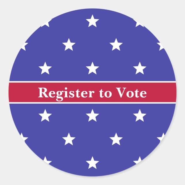 Sticker Rond Inscrivez-vous pour voter Motif Red White et Blue  (Devant)