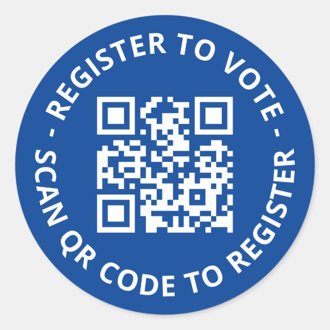 Sticker Rond Inscrivez-vous pour voter personnalisable QR Code  (Devant)
