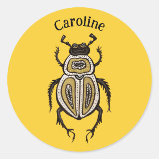 Sticker Rond Insect Lover Jaune Art Décoratif du scarabée