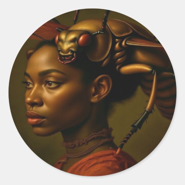 Sticker Rond Insecte Effrayant Belle Dame  (Devant)