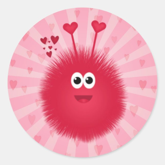 Sticker Rond Insecte rose mignon d'amour (Devant)