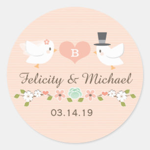 STICKER ROND INSÉPARABLE BLUSH MONOGRAM DOVE