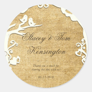 Sticker Rond Inséparables Forever sur Burlap