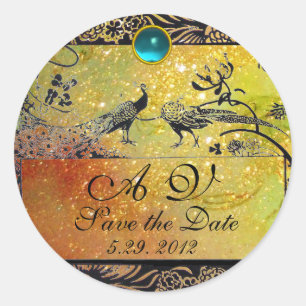 Sticker Rond INSÉPARABLES mariages MONOGRAM noir blanc rouge ja