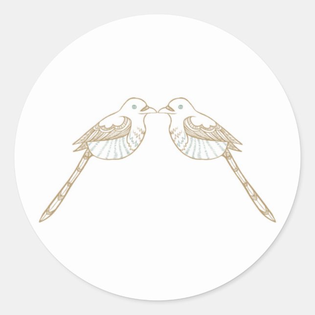 Sticker Rond Inséparables noir/blanc Mariage Enveloppe Sceau (Devant)