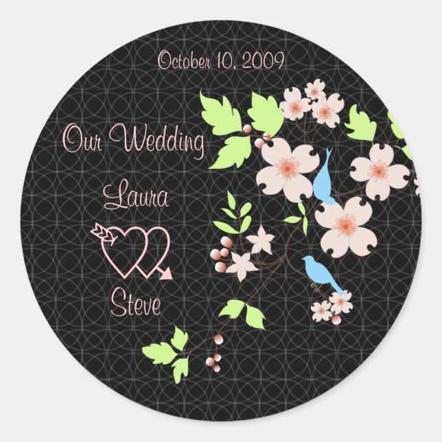 Sticker Rond Inséparables, Notre Mariage (Devant)