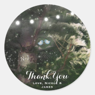 Sticker Rond Inséparables + Pine Tree Nuit Mariage Favoriser Pe