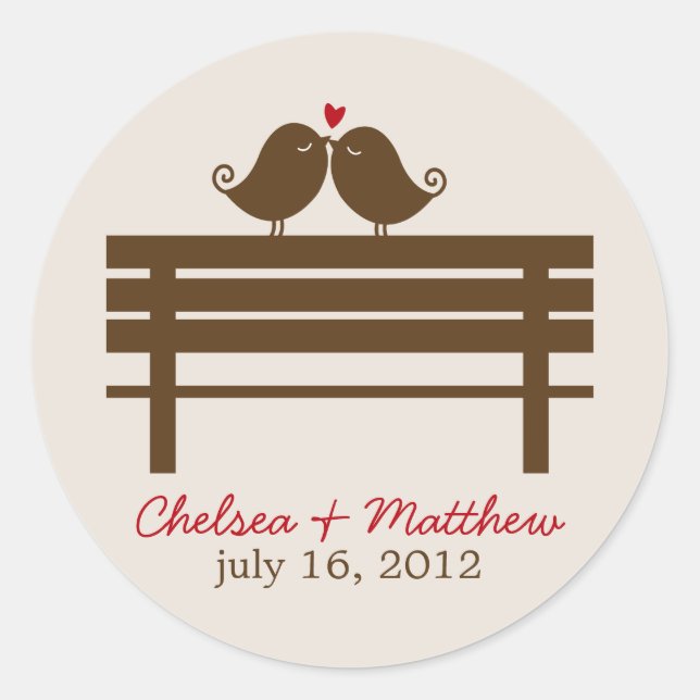 Sticker Rond Inséparables sur le Mariage Park Bench (Devant)