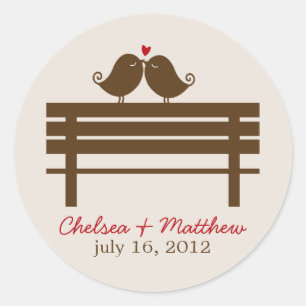 Sticker Rond Inséparables sur le Mariage Park Bench