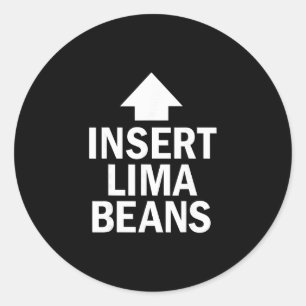 Sticker Rond Insérer Haricots de Lima Drôle de Point d'Action d