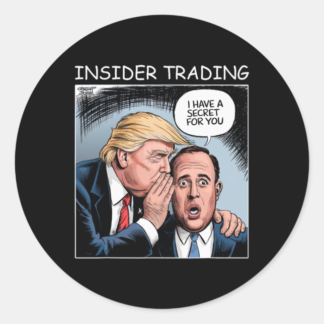 Sticker Rond Insider Trading Trump - Funny  (Devant)