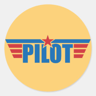 Sticker Rond Insigne d'ailes du pilote - Aviation
